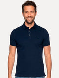Polo Tommy Hilfiger Masculina Slim Piquet 1985 Azul Escuro