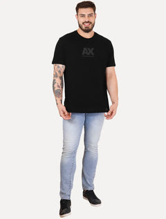 Camiseta Armani Exchange Masculina Regular AX Frontal Dark Grey Logo Preta