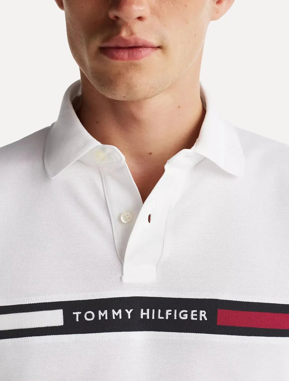 Polo Tommy Hilfiger Masculina Regular Chest Insert Logo Branca