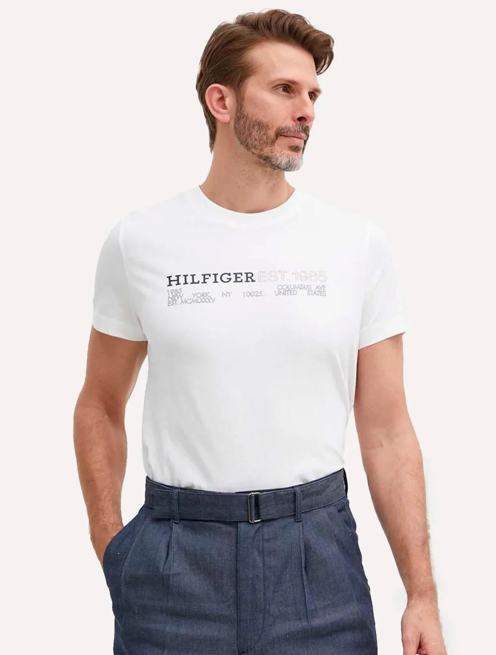 Camiseta Tommy Hilfiger Masculina Monotype 1985 Logo Branca