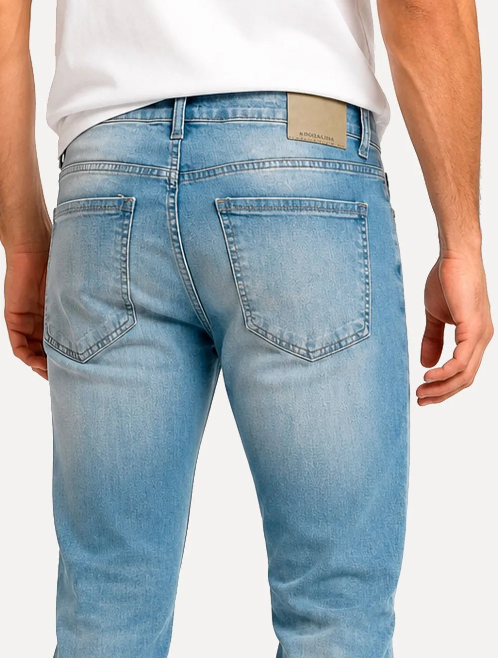 Calça Dudalina Jeans Masculina Slim Classica Five Pockets Azul Claro