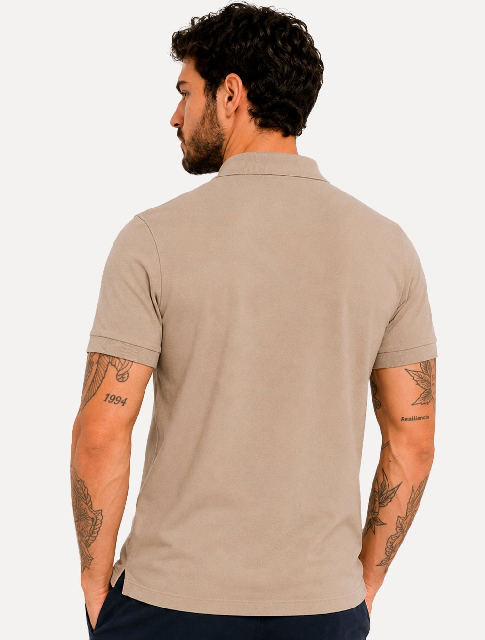 Polo Aramis Masculina Basic Piquet Mono Amêndoa