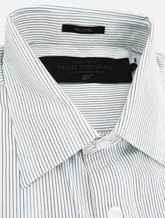 Camisa Ellus Masculina Regular Tricoline Lodge Classic Listrada Branca