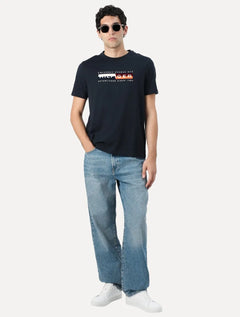 Camiseta Tommy Hilfiger Masculina Colour Block Graphic Azul Marinho