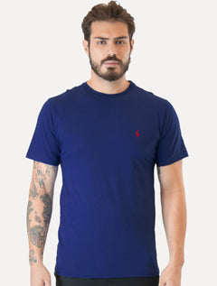 Camiseta Ralph Lauren Masculina Custom Slim Fit Red Icon Azul Escuro