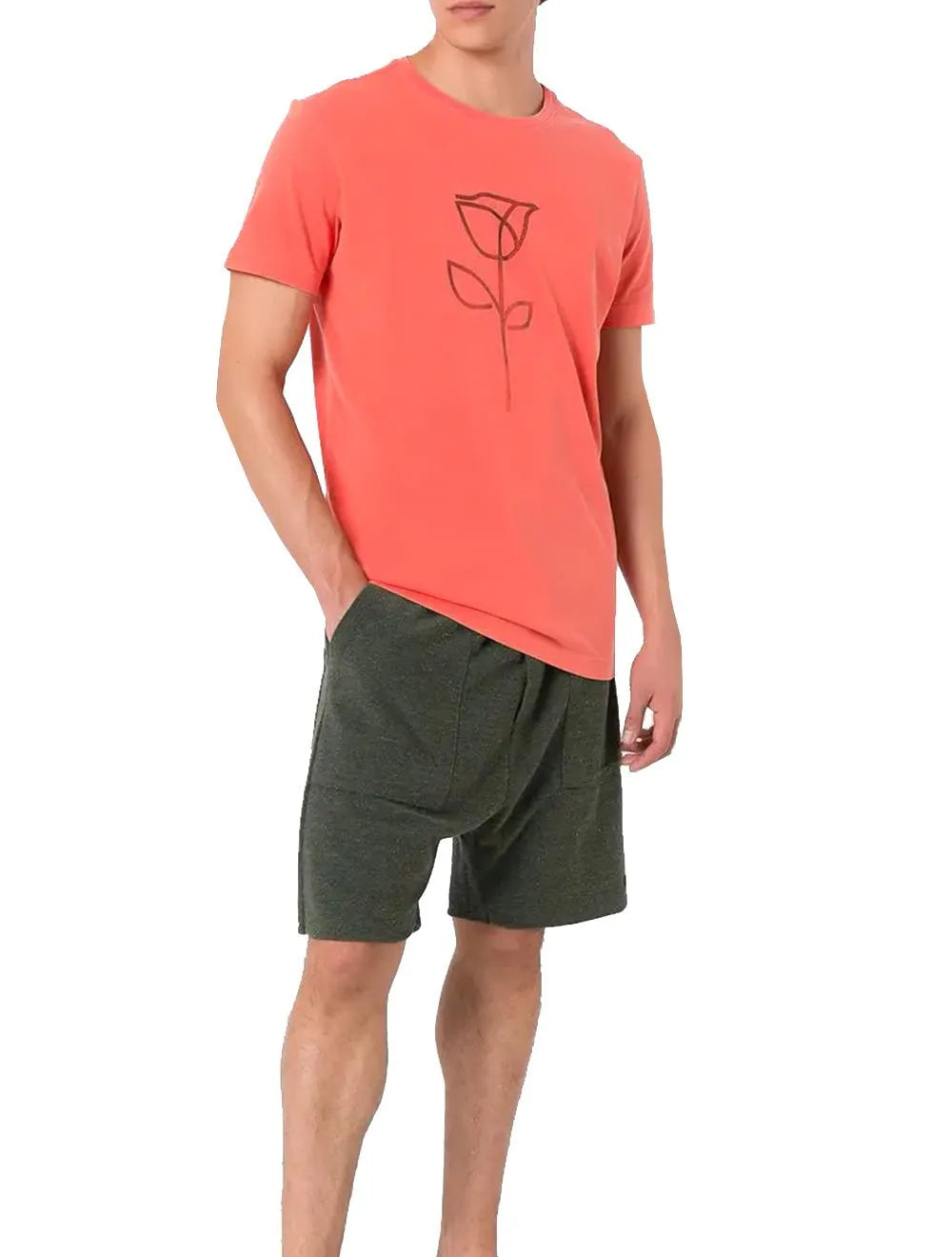 Camiseta Osklen Masculina Slim Stone Rose Stroke Vermelho Ocre