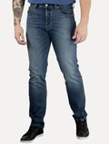 Calça Levis Jeans Masculina Slim 501 Original Greenish Azul Médio