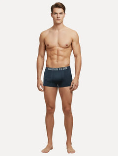 Cuecas Calvin Klein Trunk Seamless Grey Logo Azul Claro e Marinho Pack 2UN