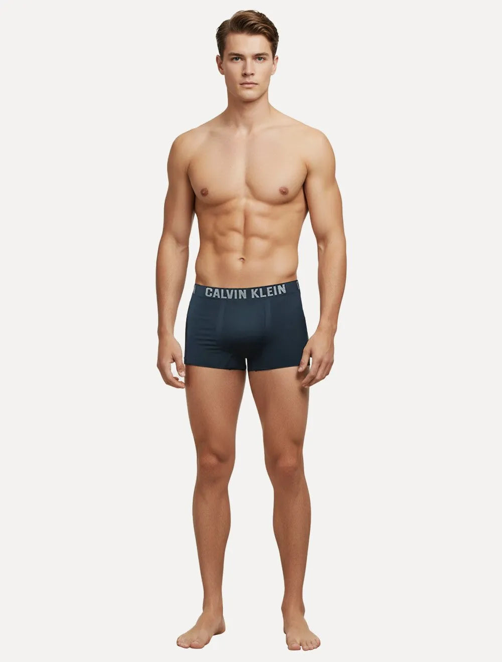Cuecas Calvin Klein Trunk Seamless Grey Logo Azul Claro e Marinho Pack 2UN