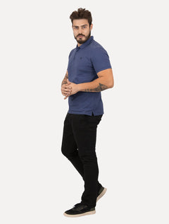 Polo Dudalina Piquet Essentials Cotton Basica Modal Azul Escuro