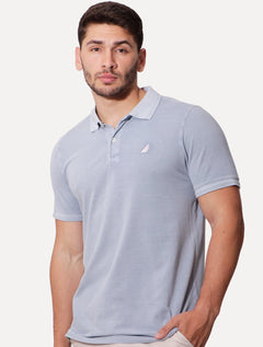Polo Nautica Masculina Piquet Laundry Stoned Azul Médio
