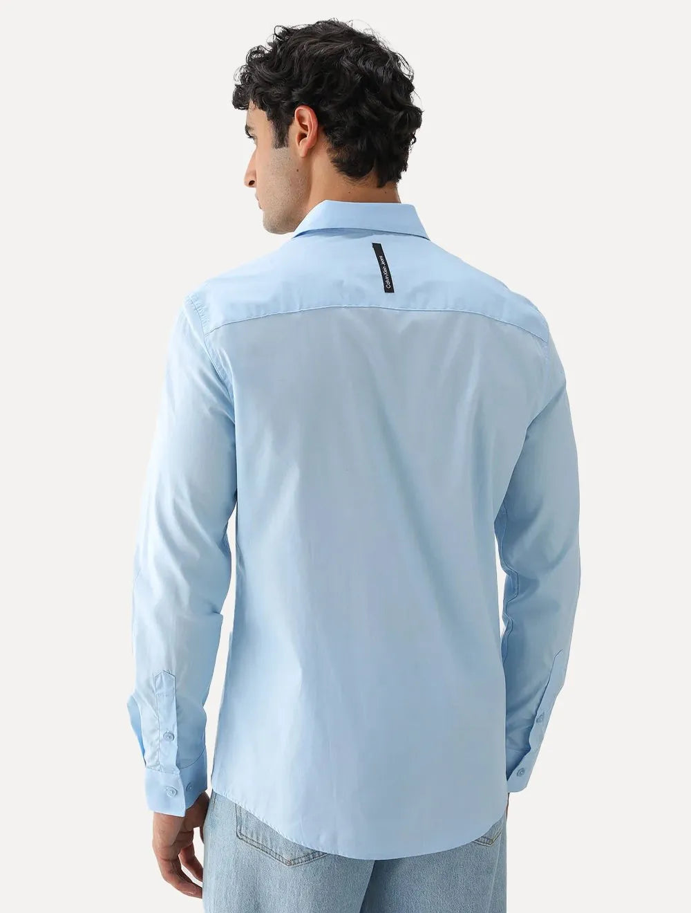 Camisa Calvin Klein Jeans Regular Plain Grey Logo Azul Claro
