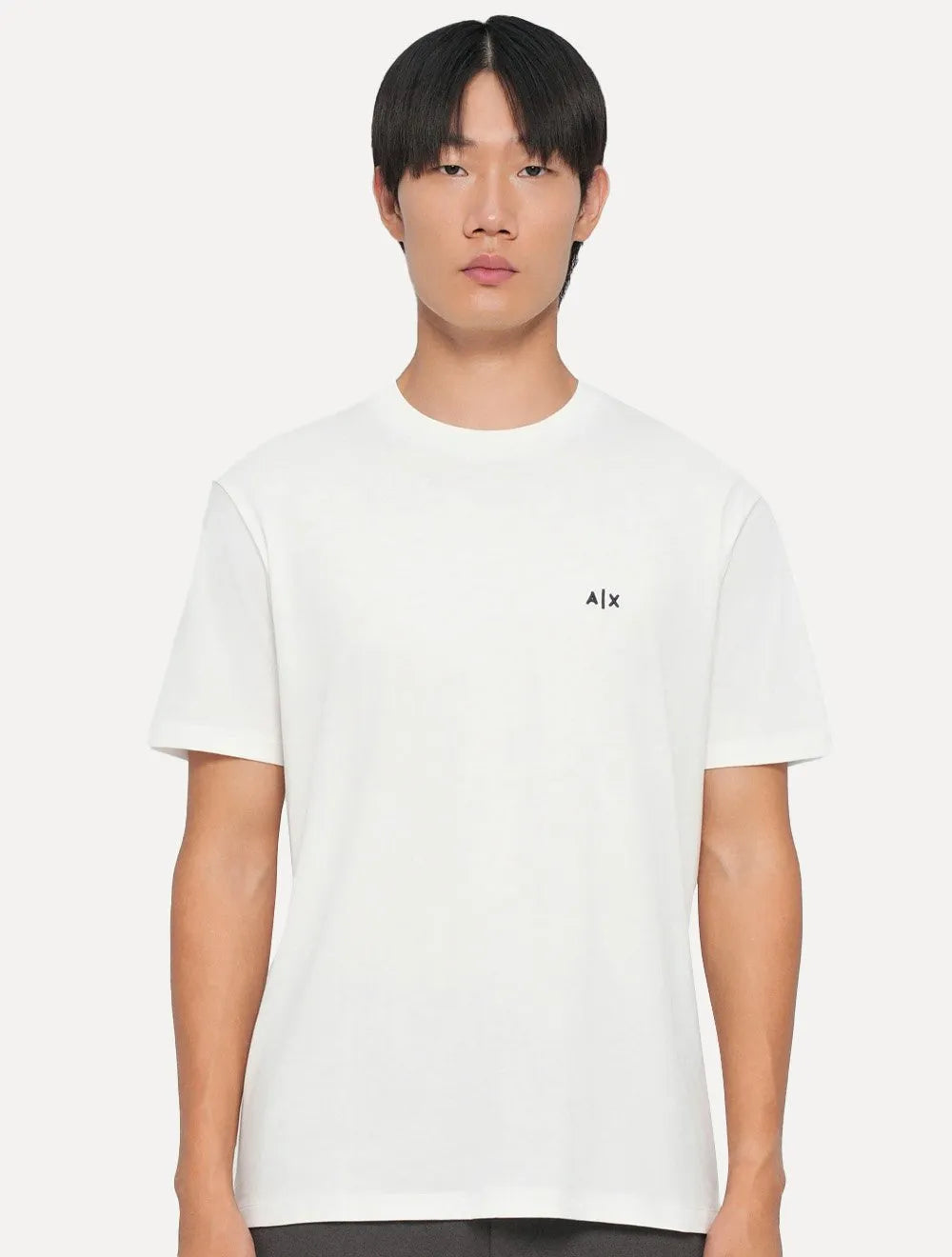 Camiseta Armani Exchange Masculina Regular Embroidery AX Logo Off White