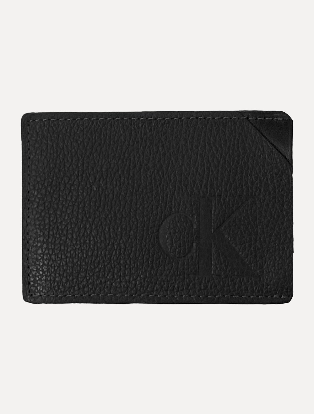 Carteira Calvin Klein Jeans Porta Cartão Couro Queima CK Preta