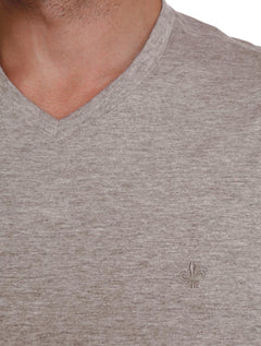 Camiseta Dudalina Masculina V-Neck Regular Grey Icon Cinza Mescla