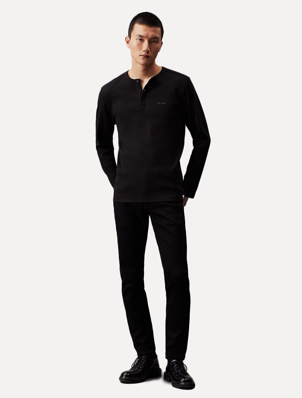 Polo Calvin Klein Masculina Regular Manga Longa Gola Portuguesa Preta