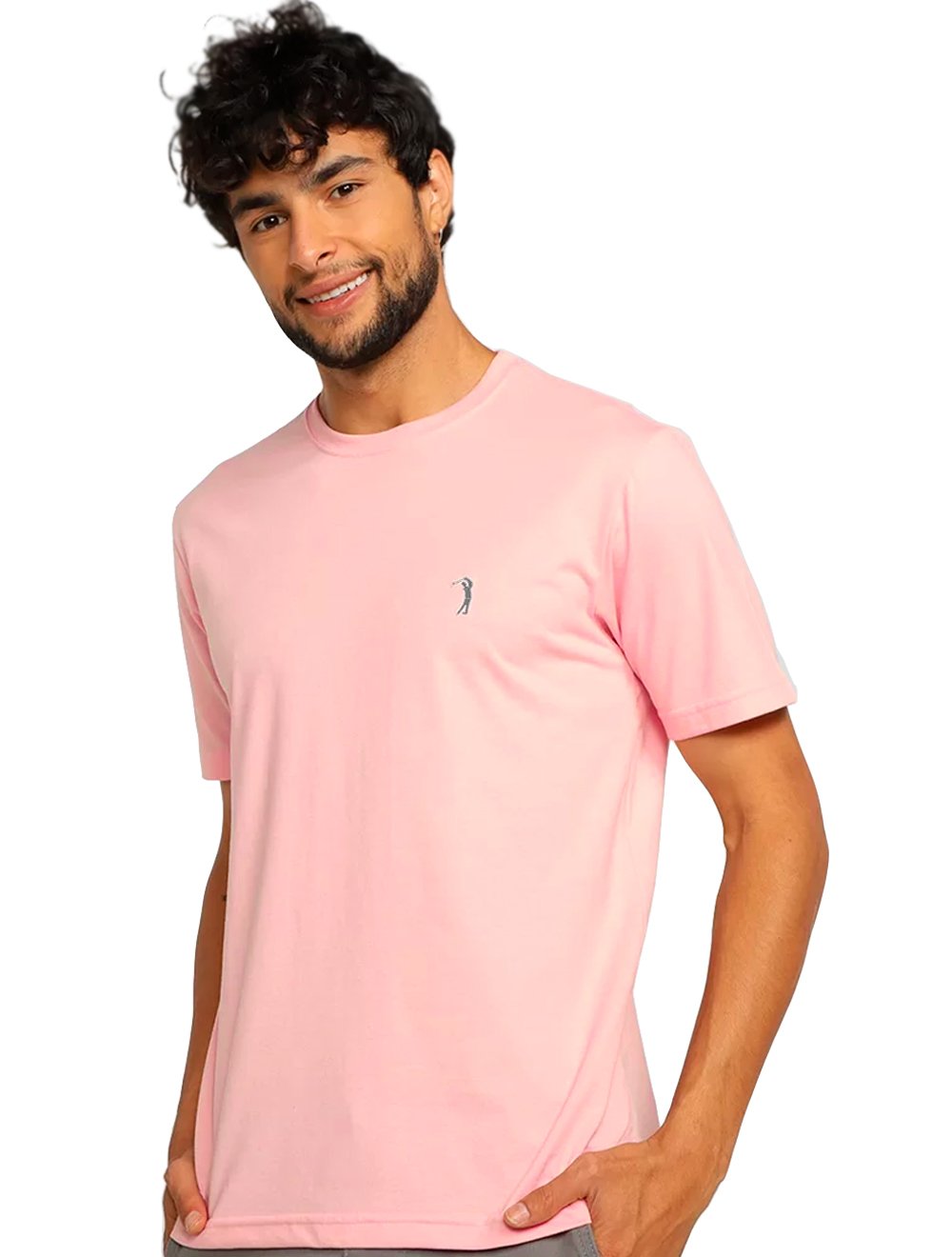 Camiseta Aleatory Masculina Grey Icon Rosa Claro