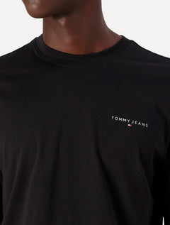 Camiseta Tommy Jeans Masculina Manga Longa Linear Chest Preto