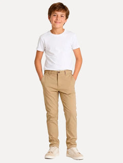 Calça Calvin Klein Jeans Infantil Low Rise Skinny Chino Caqui