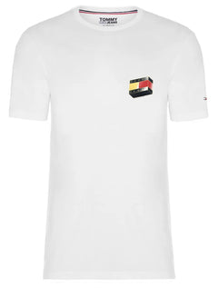 Camiseta Tommy Jeans Masculina 3D Glow Flag Graphic Branca
