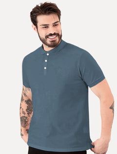 Polo Aramis Masculina Cotton Piquet Basic Mono Logo Azul Médio