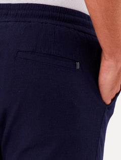 Calça Original Penguin Masculina Relax Sport Linho Lisa Azul Marinho