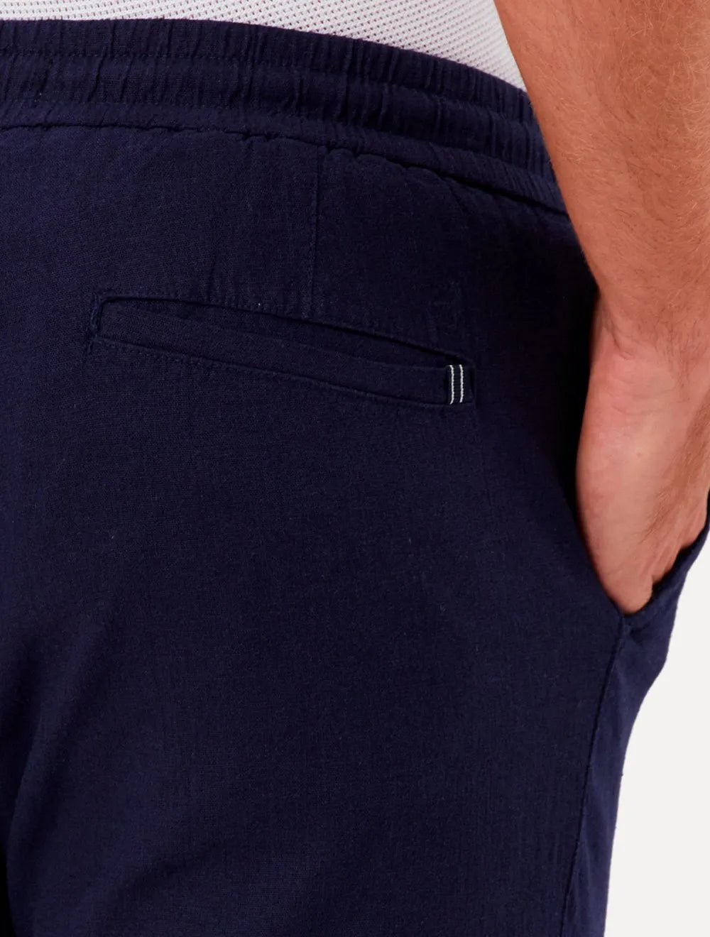 Calça Original Penguin Masculina Relax Sport Linho Lisa Azul Marinho