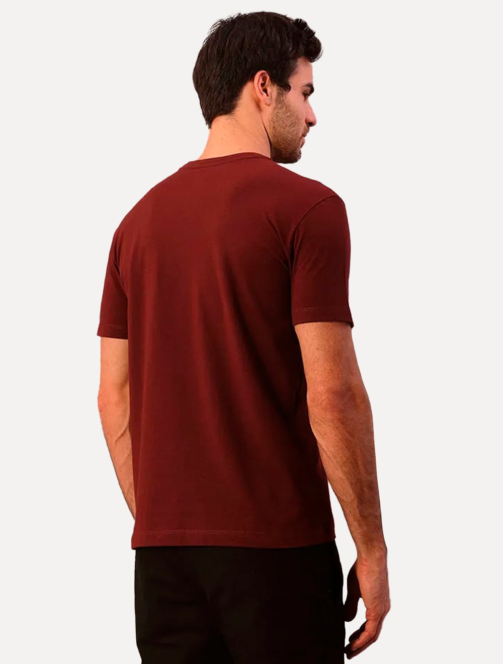 Camiseta Calvin Klein Manga Curta Masculina Mono Logo Gola Dupla Bordô