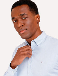 Camisa Aramis Masculina Slim Oxford Button Down Azul Mescla