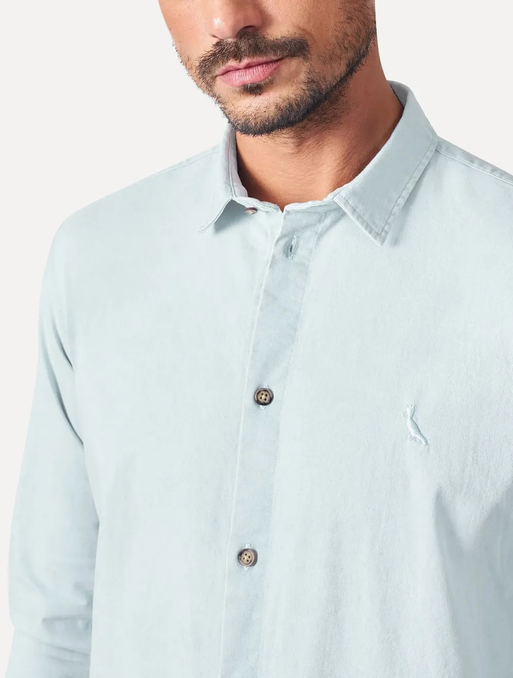 Camisa Reserva Masculina Casual Enxuto Jeans Azul Celeste