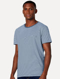 Camiseta Dudalina Masculina Crewneck Listrada Azul Médio