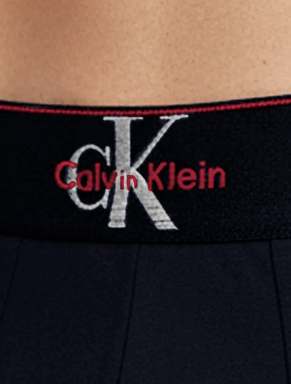 Cueca Calvin Klein Low Rise Trunk Cotton New Re Issue Red Logo Azul Marinho