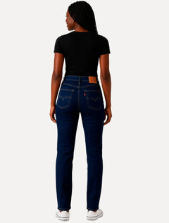Calça Levis Jeans Feminina 724 Slim High Rise Straight Azul Escuro