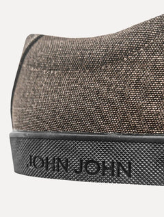 Tênis John John Masculino Slip On Miami Canvas Marrom Escuro Mescla
