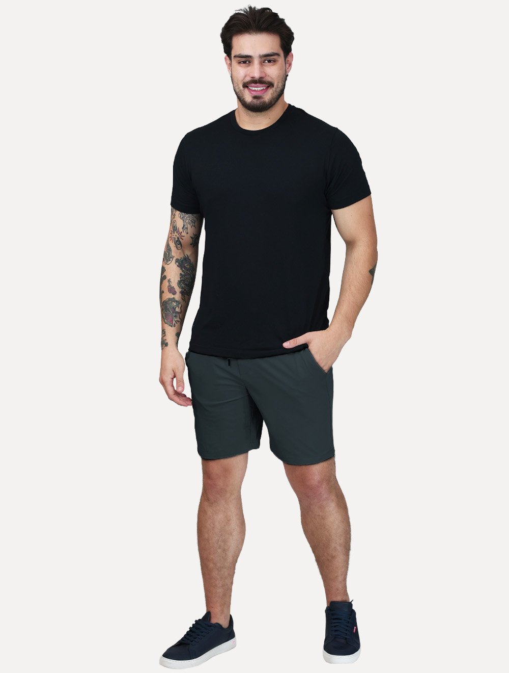 Short Dixen Masculino Tactel Meio Elástico Azul Marinho