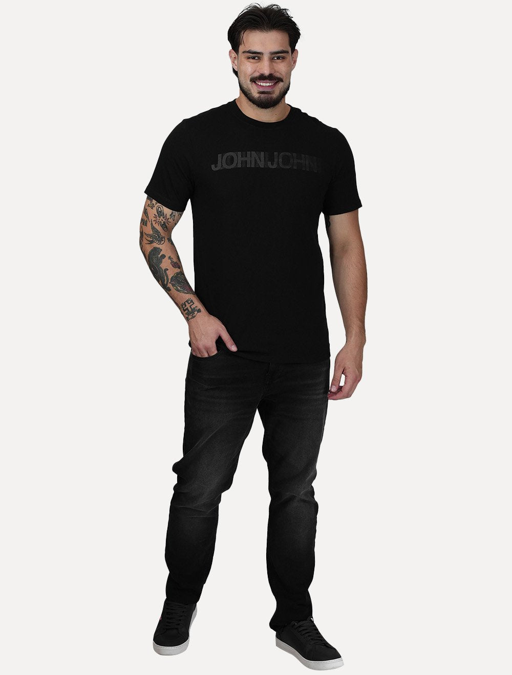 Camiseta John John Masculina Regular Fit Blurred Preta
