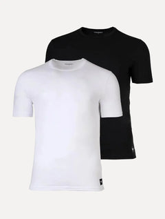 Kit Camisetas Empório Armani Masculina C-Neck Preta e Branca