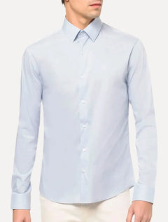 Camisa Calvin Klein Masculina Slim Essential Basic Logo Azul Claro