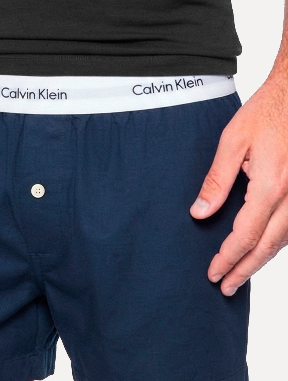 Cueca Calvin Klein Samba Canção New Logo Tricoline Azul Marinho