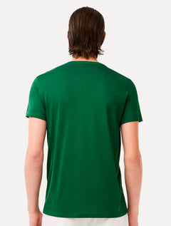 Camiseta Lacoste Masculina Jersey Pima Cotton Gola V Verde Escuro