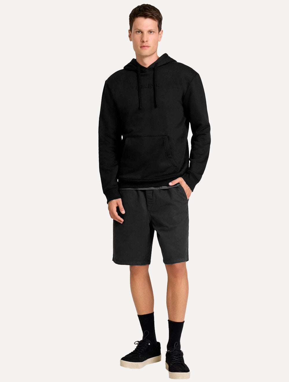 Moletom John John Masculino Embossed Capuz Logo Preto