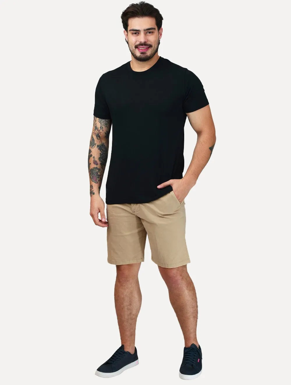 Bermuda Tommy Hilfiger Masculina de Sarja Stretch Caqui Médio