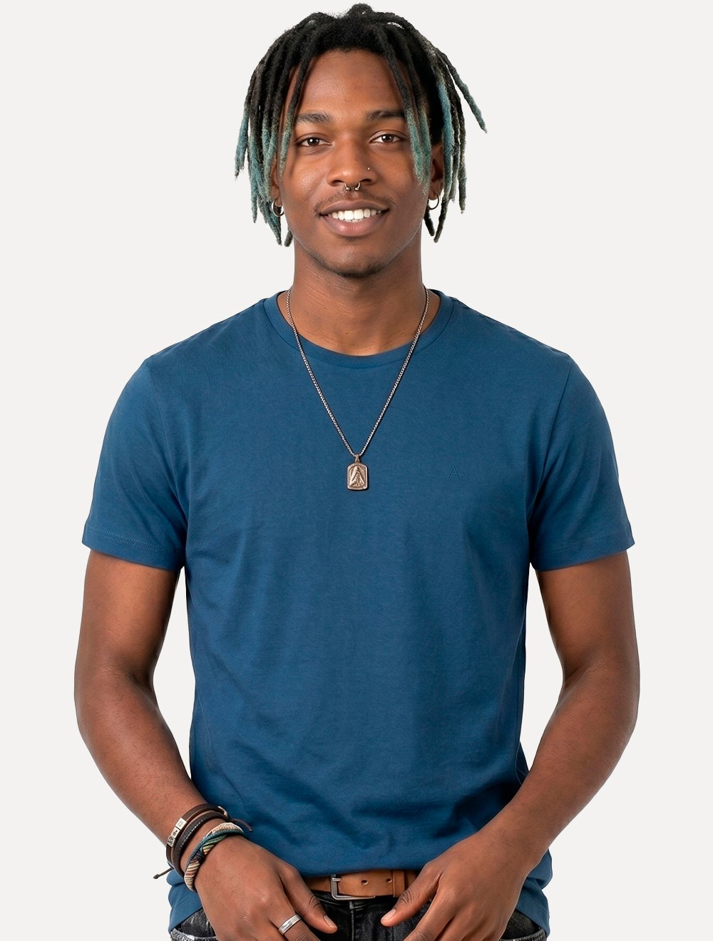 Camiseta Aramis Masculina Basic Lisa Mono Icon Azul Índigo