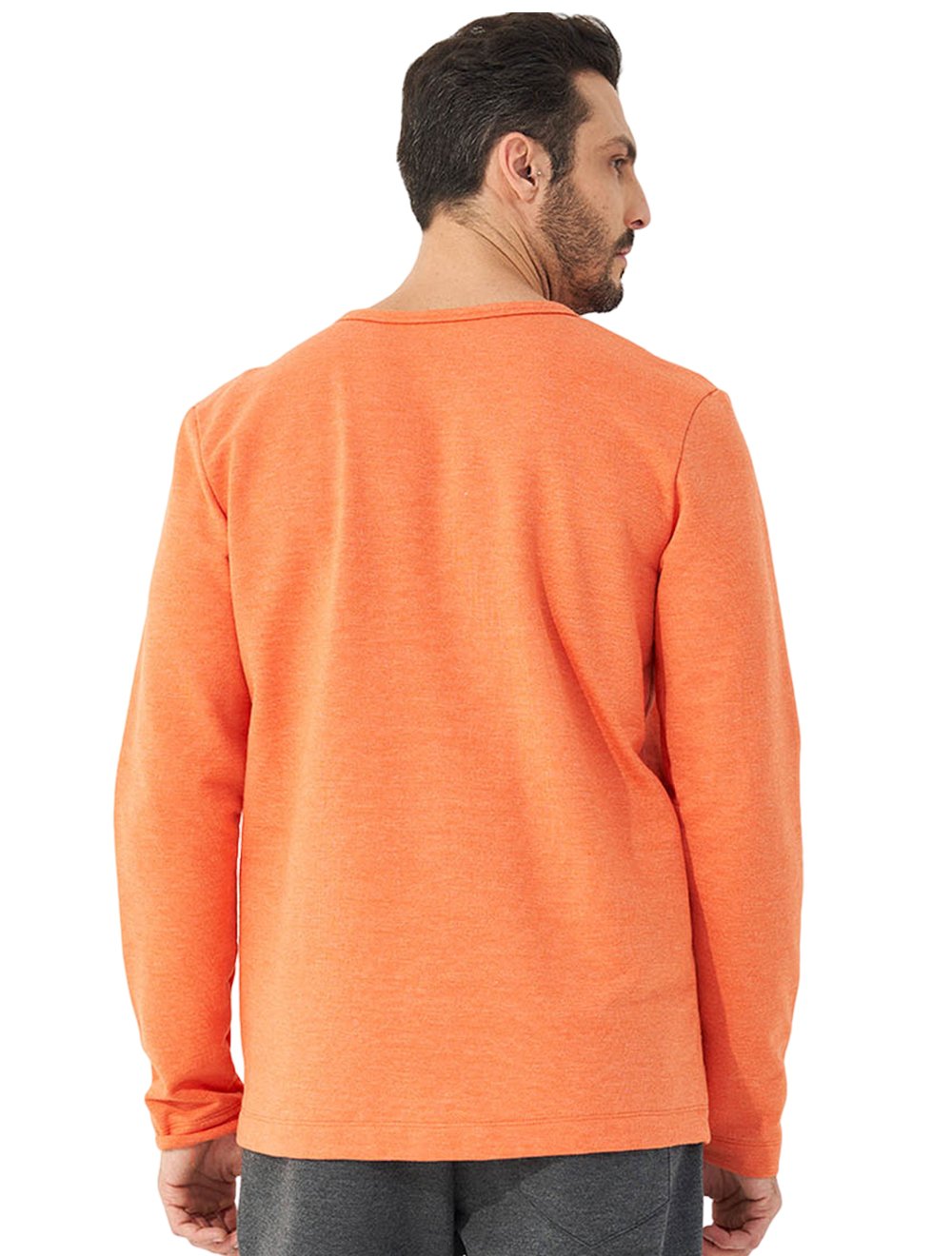 Moletom Colcci Masculino Crewneck Pocket Tag Laranja Mescla
