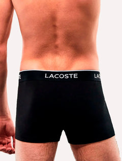 Cueca Lacoste Trunk Boxer Colored Lettered Waist Branca/Grafite/Preta Pack 3UN