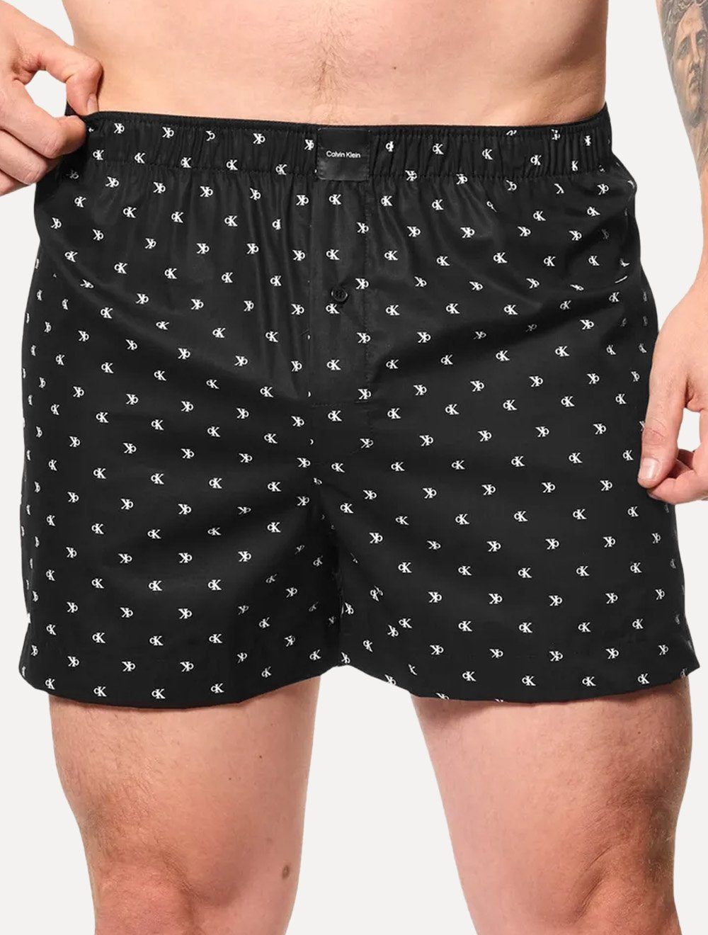 Cueca Calvin Klein Samba Canção Modern Print Diamond Logo Preta