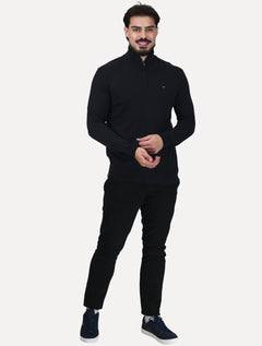 Suéter Tommy Hilfiger Masculino Essential Cotton Half Zip Mock Azul Marinho
