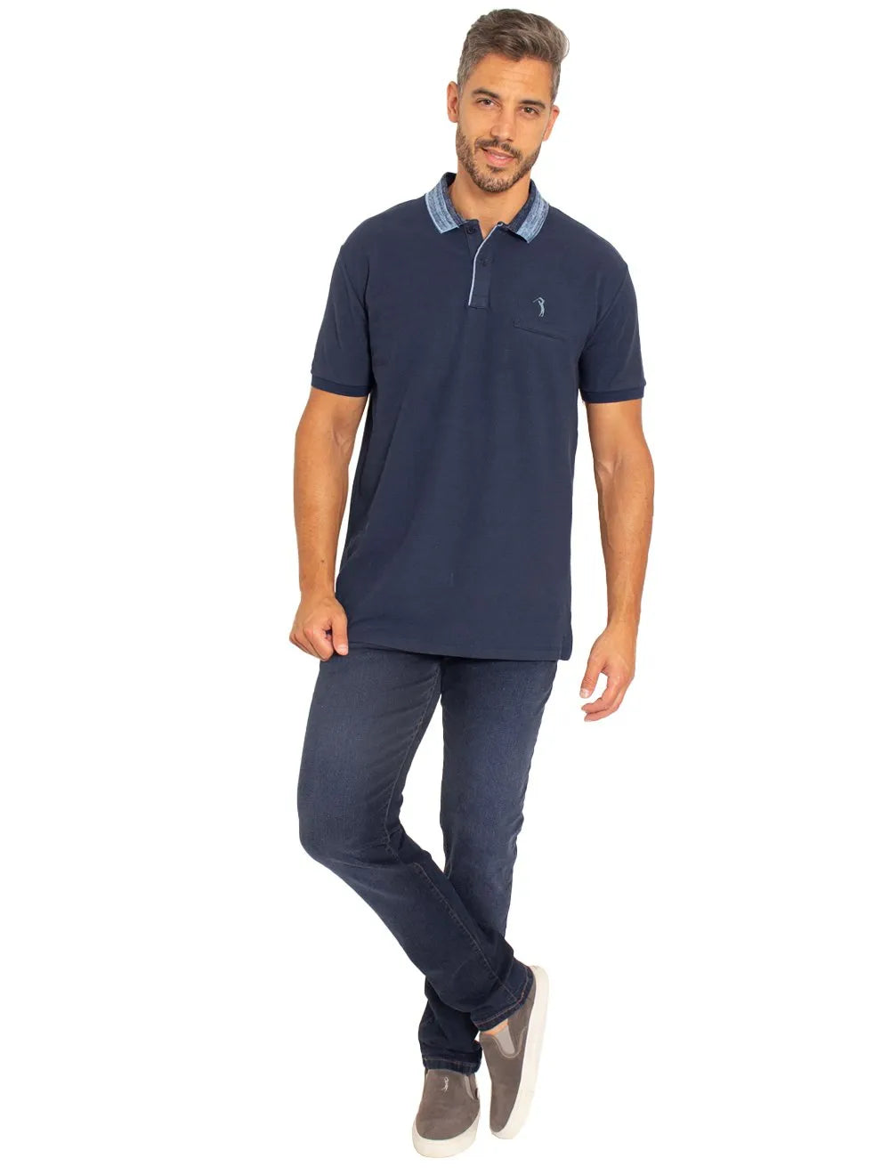 Polo Aleatory Masculina Piquet New Navy Azul Marinho