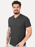 Camiseta Aramis Masculina Basic V-Neck Mono Logo Grafite Mescla