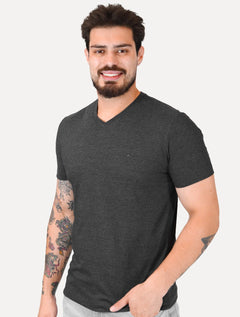 Camiseta Aramis Masculina Basic V-Neck Mono Logo Grafite Mescla